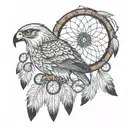 Goshawk inside a dreamcatcher tattoo design idea
