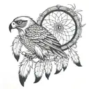 Goshawk inside a dreamcatcher tattoo design idea