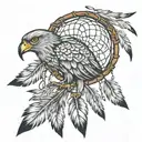 Goshawk inside a dreamcatcher tattoo design idea