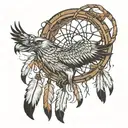 Goshawk inside a dreamcatcher tattoo design idea