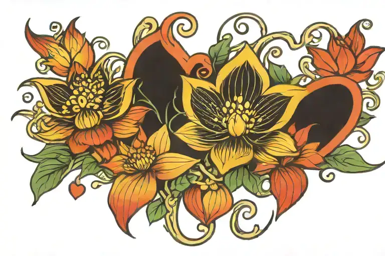 lotus flower vine with hearts   tattoo design idea