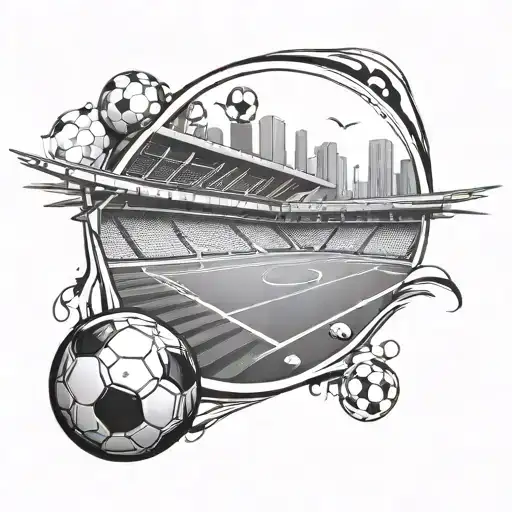 Design a tattoo of a soccer field with a unique perspective tattoo design idea