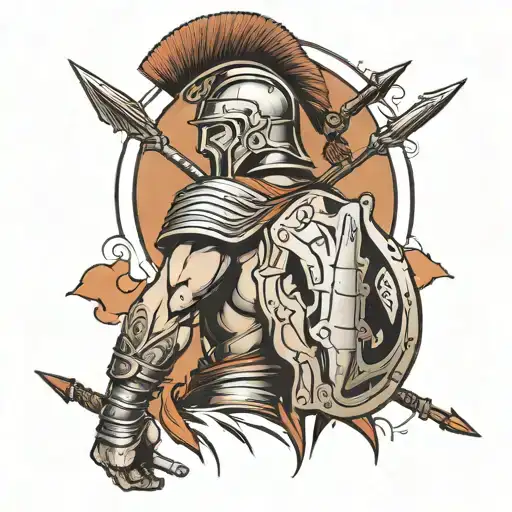 Spartan soldier with arrows in his back  tattoo design idea
