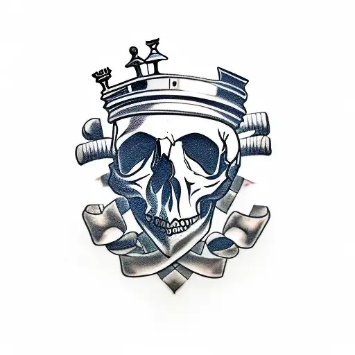 chess knight piece, skull, eye ball, barbell, south african tattoo design idea