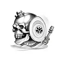 chess knight piece, skull, eye ball, barbell, south african tattoo design idea