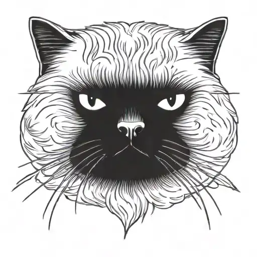 angry fat persian cat face tattoo design idea