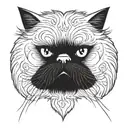 angry fat persian cat face tattoo design idea
