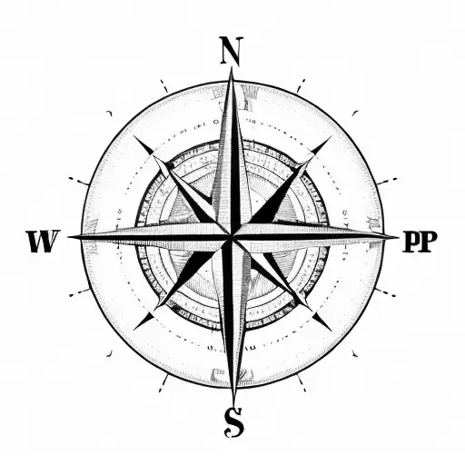 Compass. Hide "P"  in the pointer. Use E that hides "P"  for east. Use W that hides "N"  for west. Encircle with 2 C's tattoo design idea