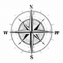 Compass. Hide "P"  in the pointer. Use E that hides "P"  for east. Use W that hides "N"  for west. Encircle with 2 C's tattoo design idea