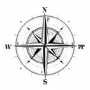 Compass. Hide "P"  in the pointer. Use E that hides "P"  for east. Use W that hides "N"  for west. Encircle with 2 C's tattoo design idea