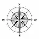 Compass. Hide "P"  in the pointer. Use E that hides "P"  for east. Use W that hides "N"  for west. Encircle with 2 C's tattoo design idea