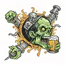 zombie beer tattoo design idea