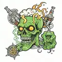 zombie beer tattoo design idea
