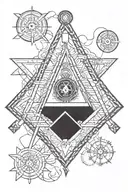 Create a geometric pattern inspired by Freemasonry symbols like the square and compass tattoo design idea