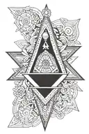 Create a geometric pattern inspired by Freemasonry symbols like the square and compass tattoo design idea