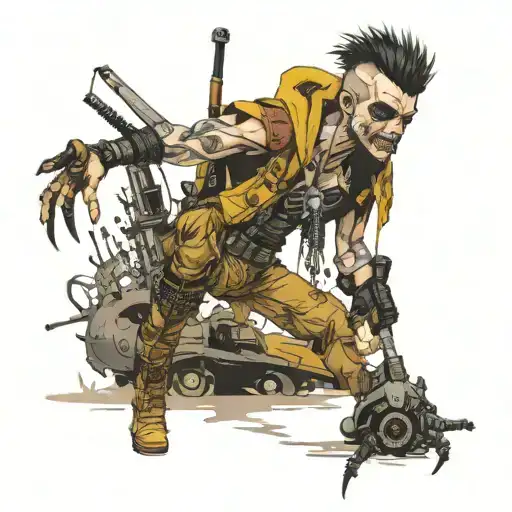 mad max fury road, spider punk full body, die hard  tattoo design idea