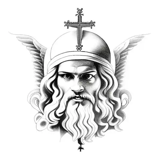 Jesús de nazaret y socrates y en la parte de en medio un fenix tattoo design idea