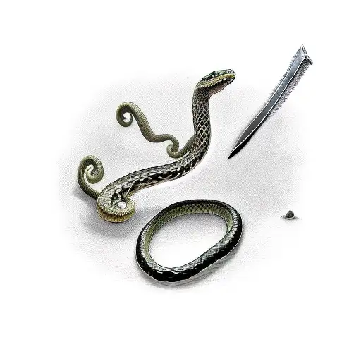 a snake around a sword tattoo design idea