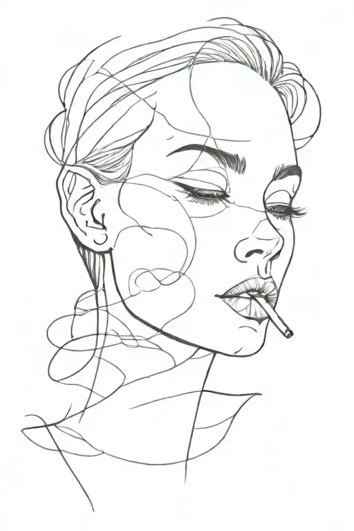 smoke and woman face tattoo design idea