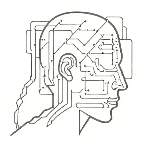 head with tv static in the brain   tattoo design idea