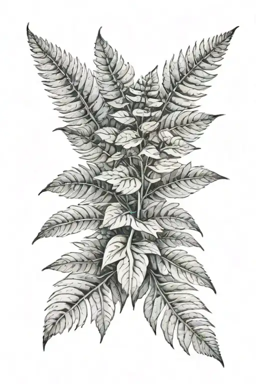 fern and pothos plant tattoo design idea