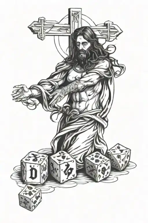 Christ , my daughter, dnd dice tattoo design idea