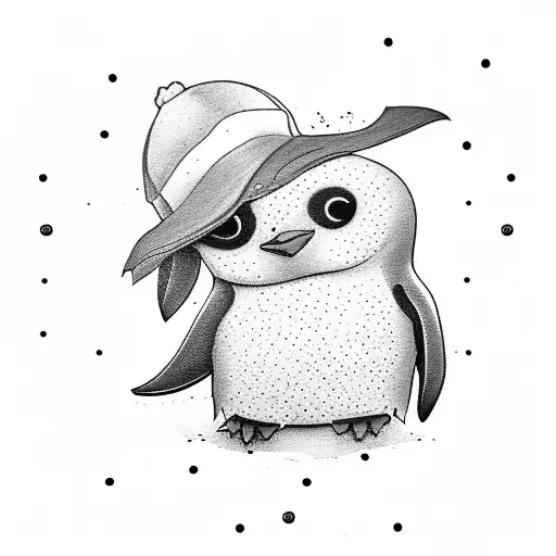 cute penguin with Glock  tattoo design idea