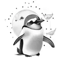 cute penguin with Glock  tattoo design idea