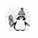 cute penguin with Glock  tattoo design idea