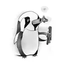 cute penguin with Glock handgun tattoo design idea