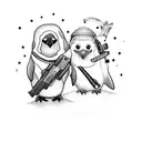 cute penguin with Glock handgun tattoo design idea