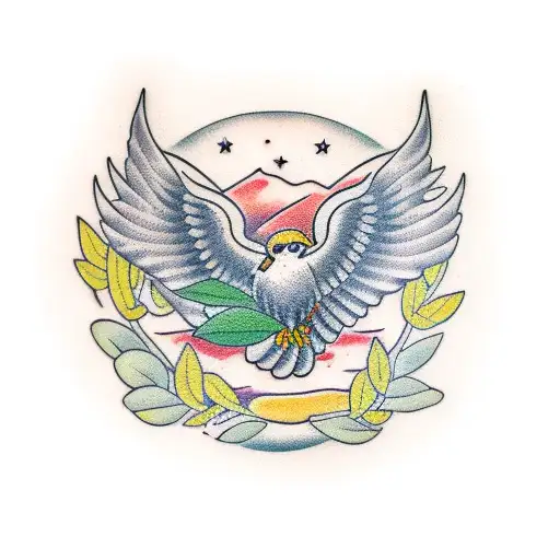 olive branch on chest tattoo design idea