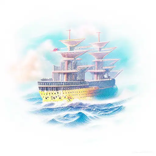 ocean ship tattoo design idea