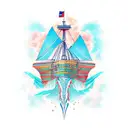 ocean ship tattoo design idea