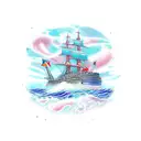 ocean ship tattoo design idea