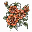 Gemini zodiac sign intertwined with roses blooming tattoo design idea