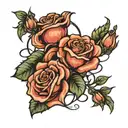 Gemini zodiac sign intertwined with roses blooming tattoo design idea