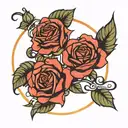 Gemini zodiac sign intertwined with roses blooming tattoo design idea