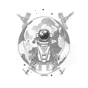 space cowboy tattoo design idea