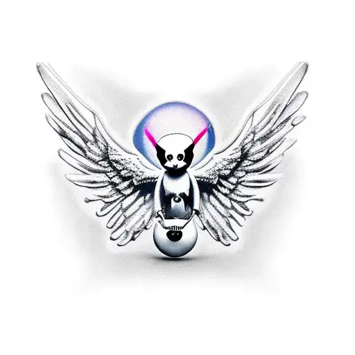 esqueleto vertebra pingüino angel tattoo design idea