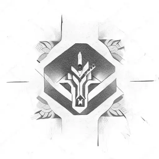 tribal design with hand tools tattoo design idea