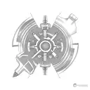 half sleeve with multiple hand tools,  gears, hammer, screw drivers,wrenches tattoo design idea