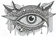 eyes with eyebrows and a the top of a nose with the name Noelia written across the eyes surrounded by cybersigilism tattoo design idea