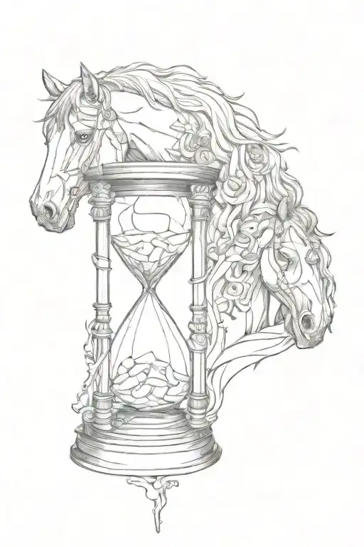 Till Death Do Us Part Hourglass GOTHIC Realism "4k Ultra Realistic Mustang Face, Sense Of Deepness." Tattoo Design Idea  tattoo design idea