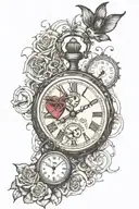Gothic SKETCH The Gateway To The World Was Still... SKETCH Neo-Traditional "Alice In Wonderland Themed Pocket Watch      tattoo design idea