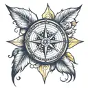 compass sand clock rose tattoo design idea