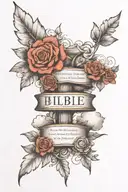 bible verse with shaded clouds surrounding tattoo design idea