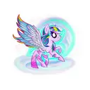 A tattoo of a demonic my little pony with colorful wings tattoo design idea