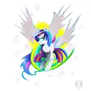 A tattoo of a demonic my little pony with colorful wings tattoo design idea