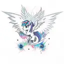 A tattoo of a demonic my little pony with colorful wings tattoo design idea